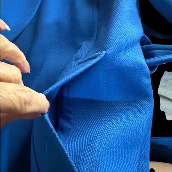 Ann Taylor Vibrant Blue Belted Spring Coat NWOT Lined w Pockets | Size L Petite - Picture 11 of 13